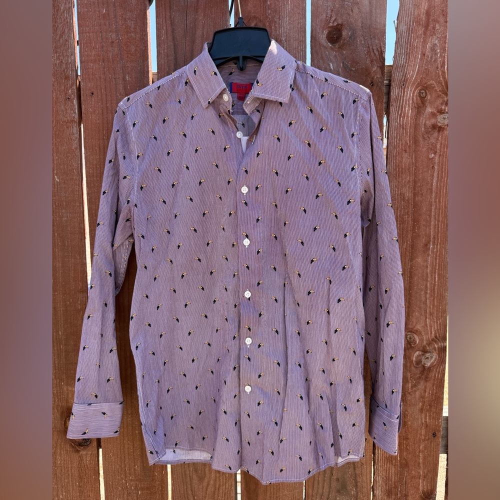 NWOT ZNT18 Toucan Red Striped Button-Down Dress Shirt Men’s Size Medium